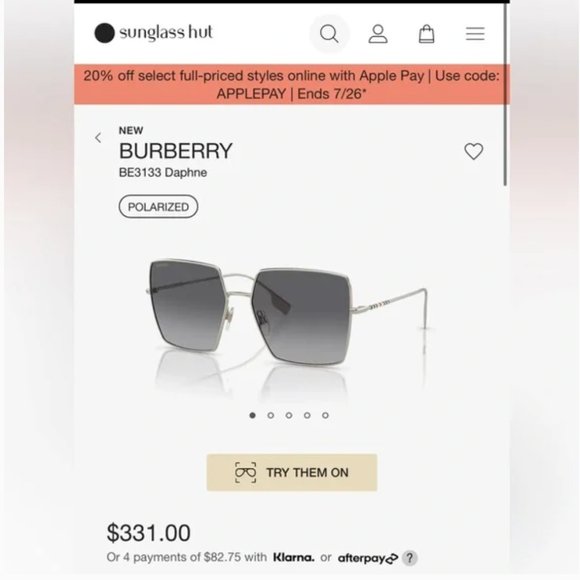 Burberry over size sunglasses BE3133 Daphne NWT main image 10